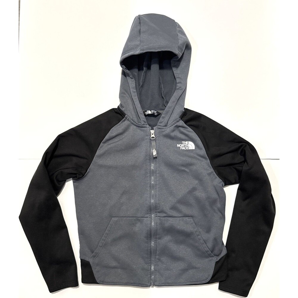 The North Face Jacket Full Zip Hoody Gray Black Girl's Size M/M 10-12 Outdoors